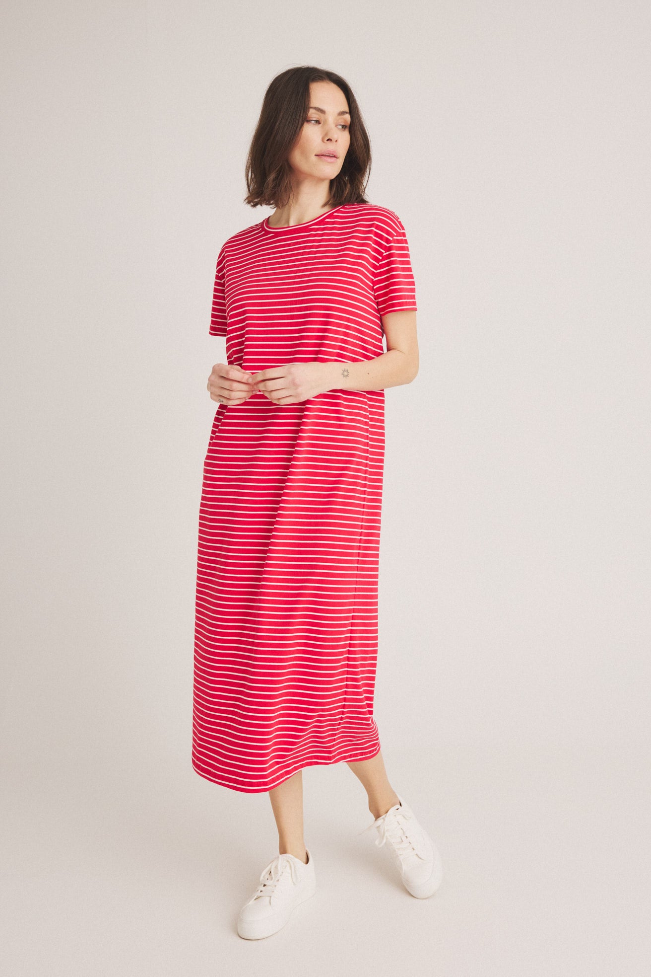 LUXZUZ // ONE TWO Aimastripe Dress Dress 349 Flame Scarlet