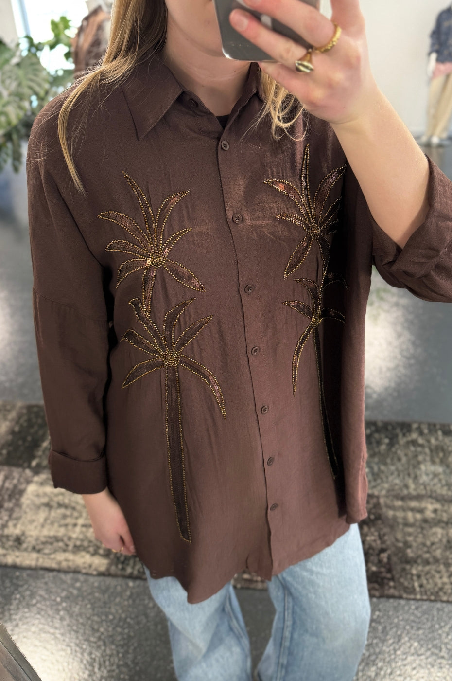LUXZUZ // ONE TWO Alexandrine Shirt Shirt Dark Brown 7090