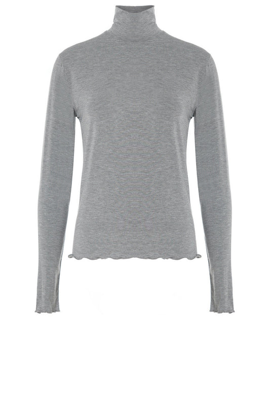 LUXZUZ // ONE TWO Jachio Bamboo Rollneck T-Shirt 821 Grey Marl