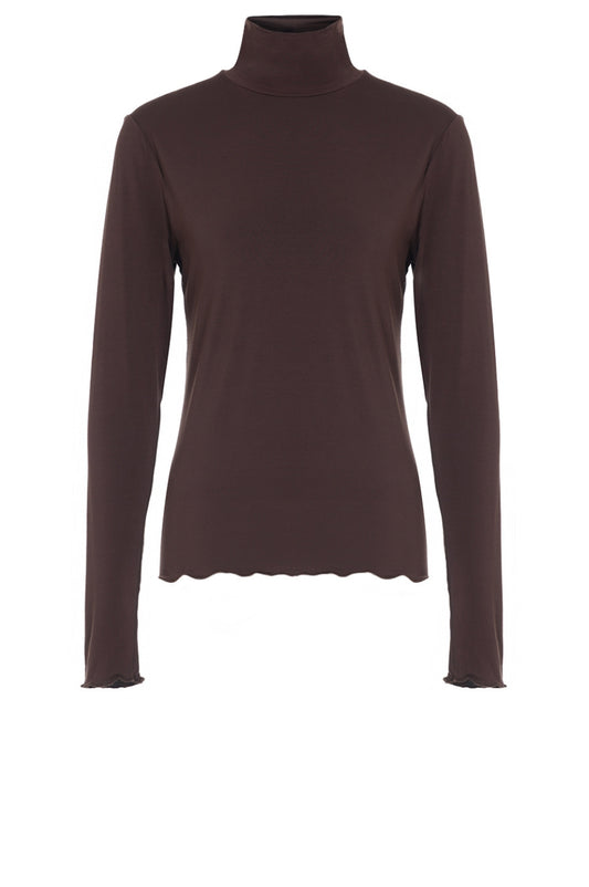 LUXZUZ // ONE TWO Jachio Bamboo Rollneck T-Shirt 795 Coffee Bean