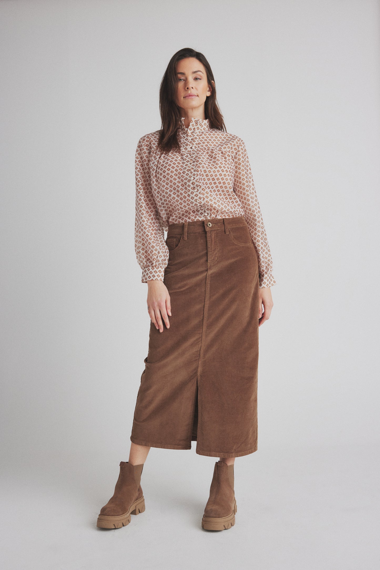 LUXZUZ // ONE TWO Corjenza Skirt Skirt 735 Bone Brown