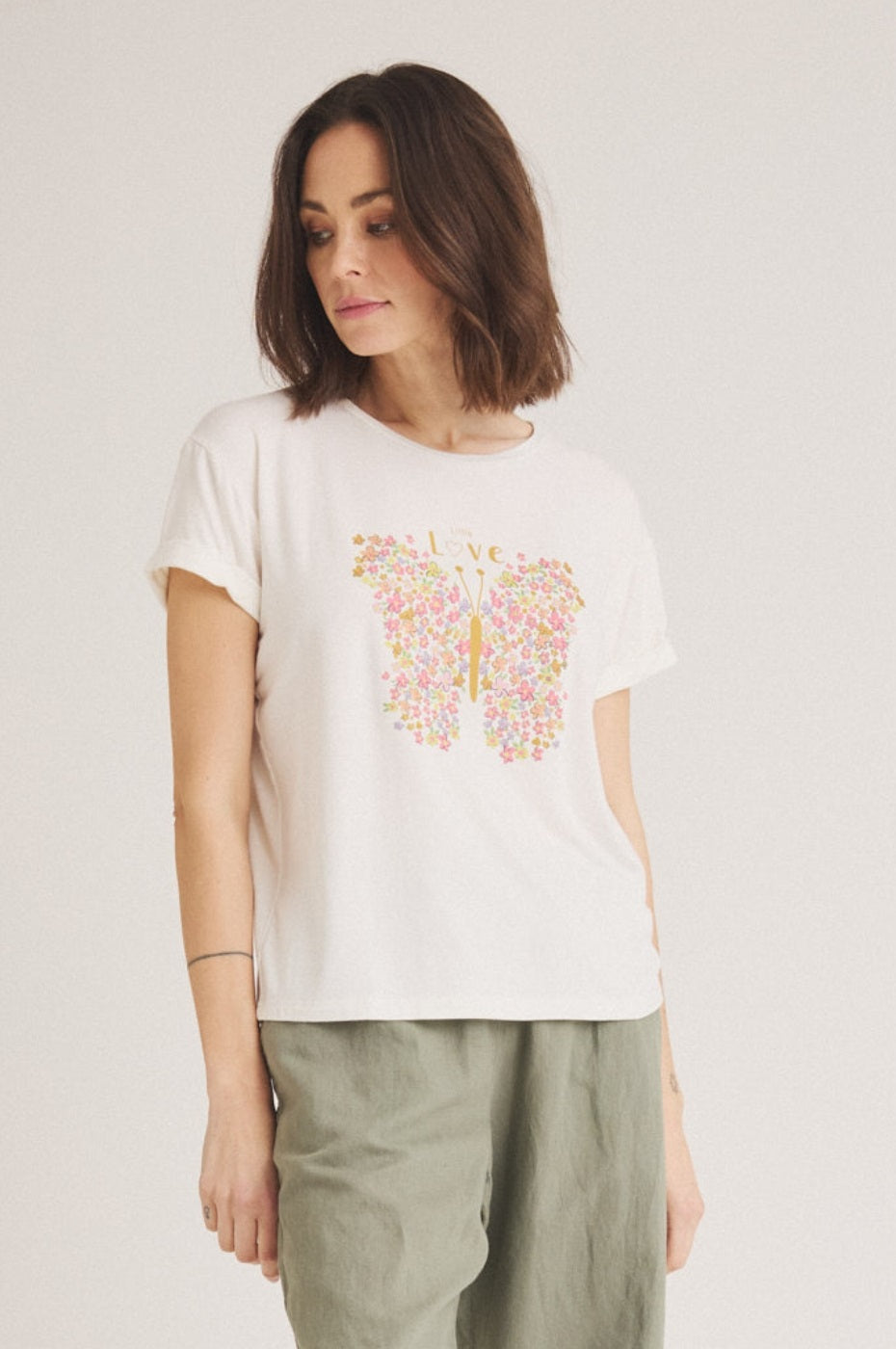 LUXZUZ // ONE TWO Love T-Shirt T-Shirt 737 Cream