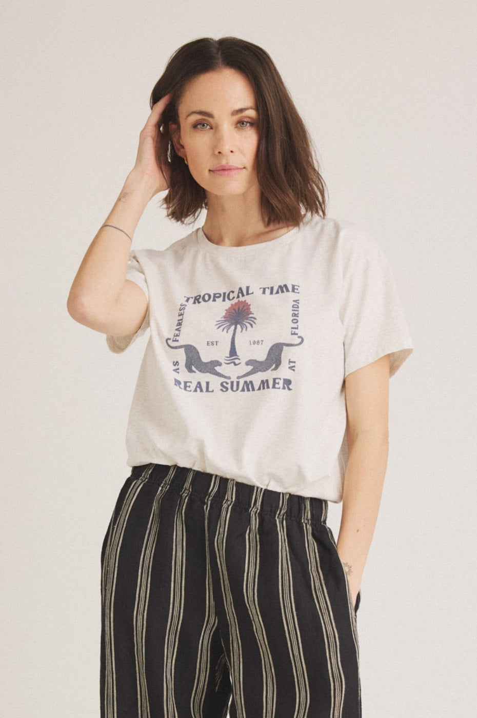 LUXZUZ // ONE TWO Troti T-shirt T-Shirt 826 Offwhite Melange