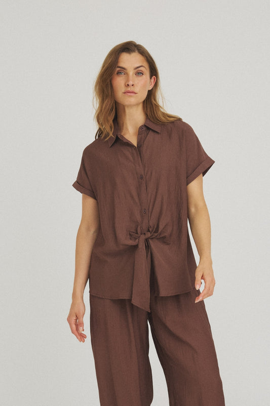 LUXZUZ // ONE TWO Adelgunde Shirt Shirt Dark Brown 7090