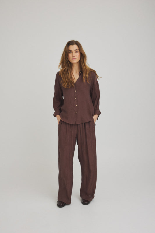 LUXZUZ // ONE TWO Alberthine Pant Pant Dark Brown 7090