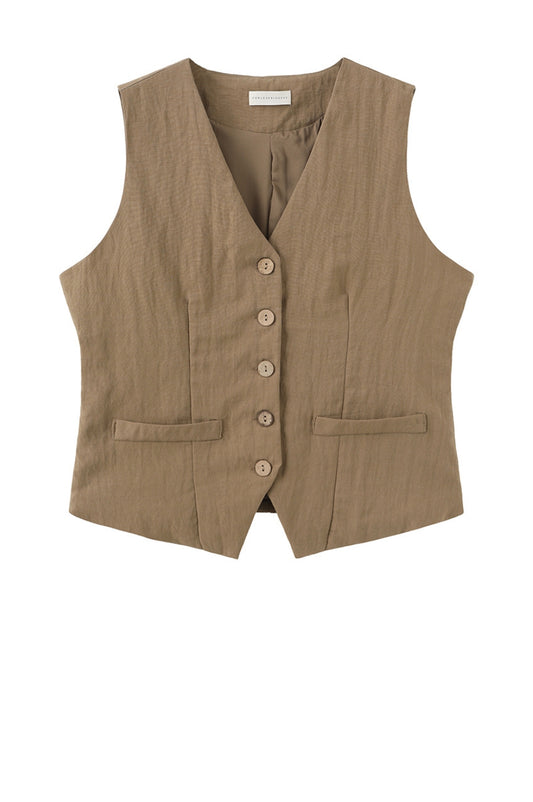 LUXZUZ // ONE TWO Alessandra Vest Vest Dark Sand 7055
