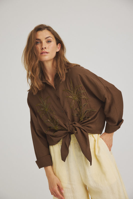 LUXZUZ // ONE TWO Alexandrine Shirt Shirt Dark Brown 7090