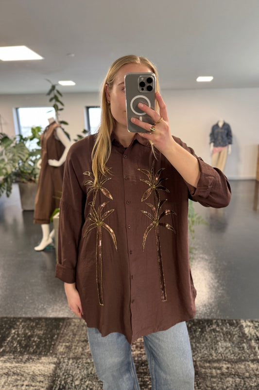 LUXZUZ // ONE TWO Alexandrine Shirt Shirt Dark Brown 7090