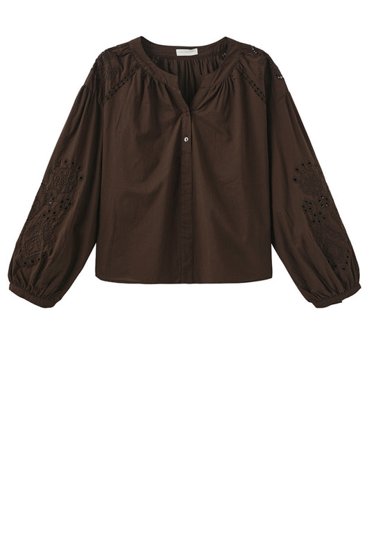 LUXZUZ // ONE TWO Alis Blouse Blouse Dark Brown 7090