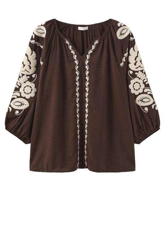 LUXZUZ // ONE TWO Allette Blouse Blouse Dark Brown 7090
