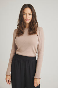 Amar Pointelle T-shirt - Light Taupe