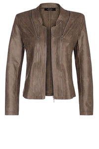 Athena Coated suede Jacket - Bark Brown