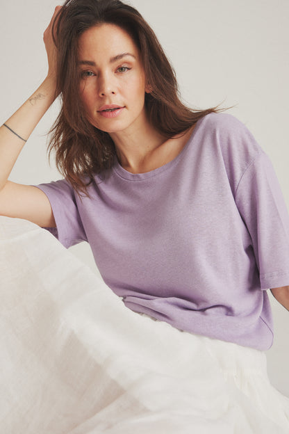 LUXZUZ // ONE TWO Essenti Linen T-Shirt T-Shirt 421 Lavender