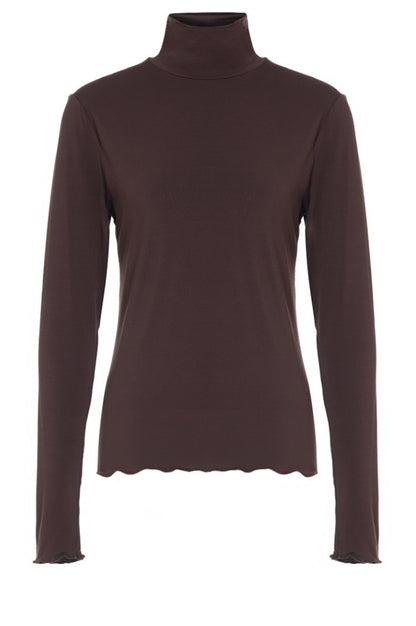 LUXZUZ // ONE TWO Jachio Bamboo Rollneck T-Shirt 795 Coffee Bean