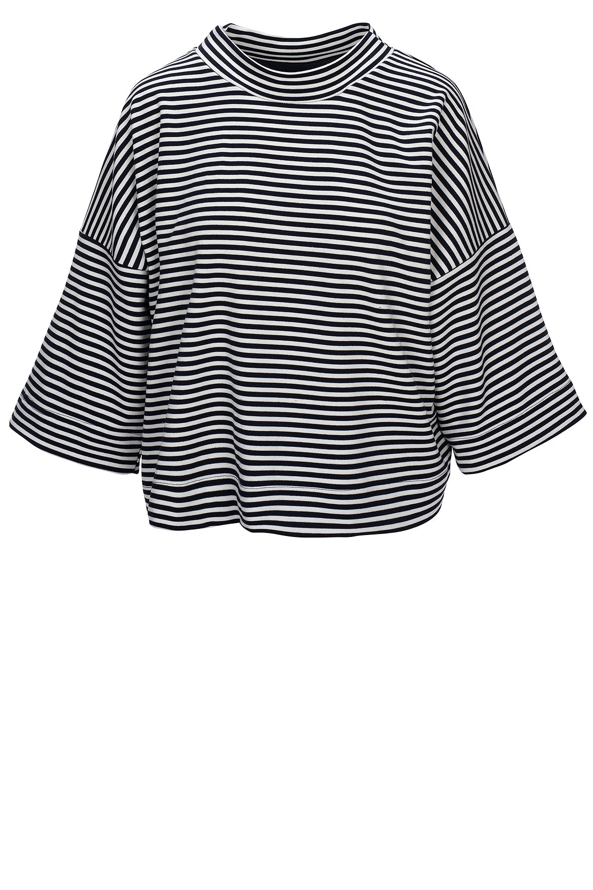 LUXZUZ // ONE TWO Julie Stripe Sweat T-Shirt 575 Navy Blue