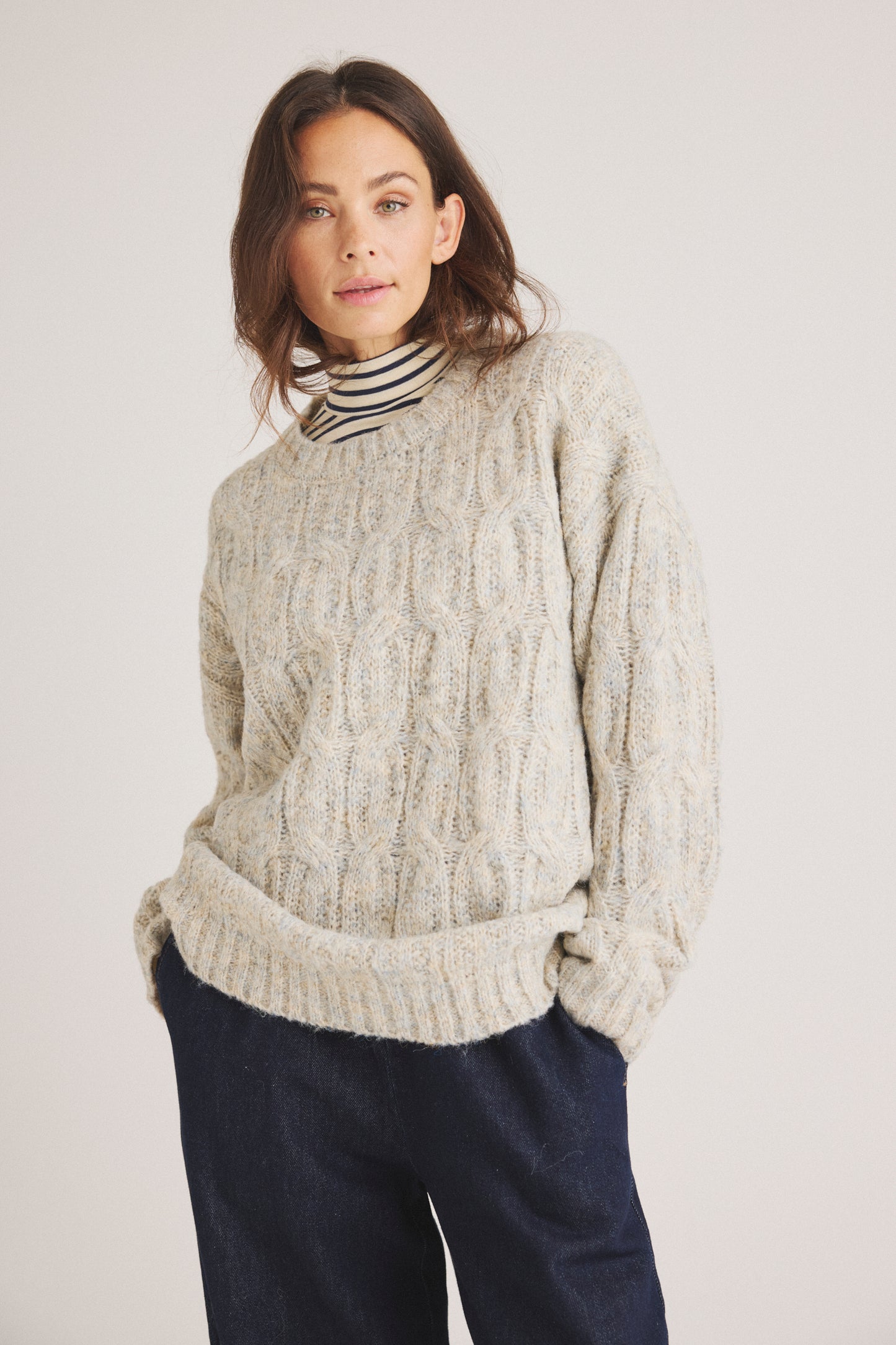 LUXZUZ // ONE TWO Katcha Knit Knit 808 Light Grey Melange