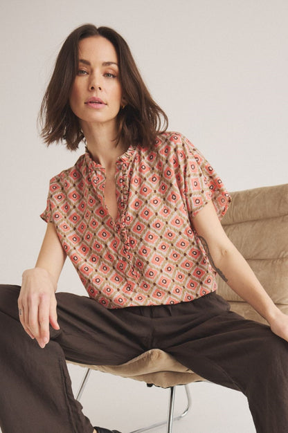 LUXZUZ // ONE TWO Maritoana Blouse Blouse 355 Hot Coral