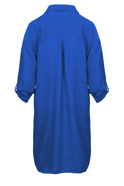 LUXZUZ // ONE TWO Osa Long Shirt Dress 558 Dazzling Blue