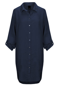 LUXZUZ // ONE TWO Osa Long Shirt Dress 575 Navy