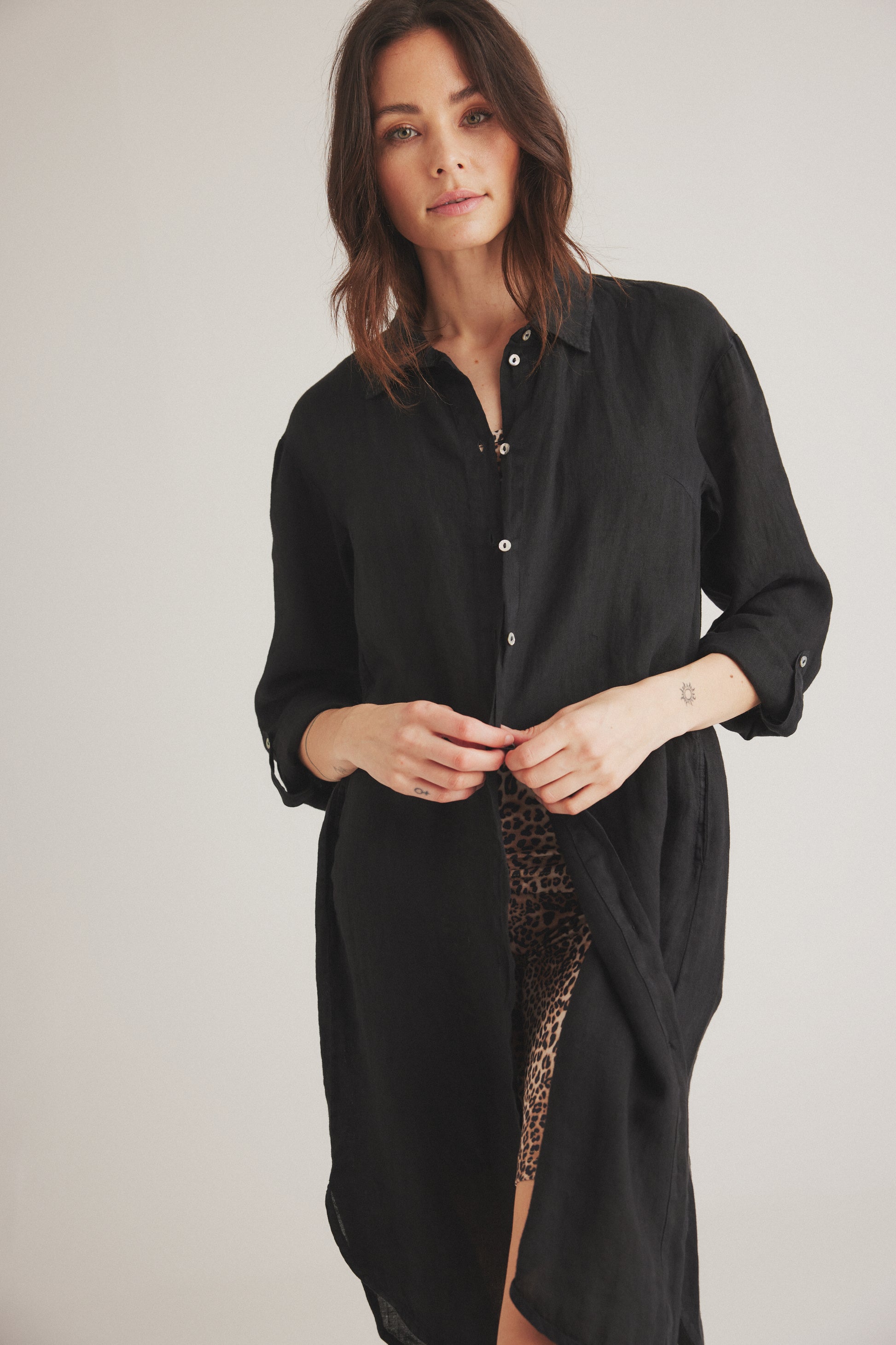 LUXZUZ // ONE TWO Osa Long Shirt Dress 999 Black