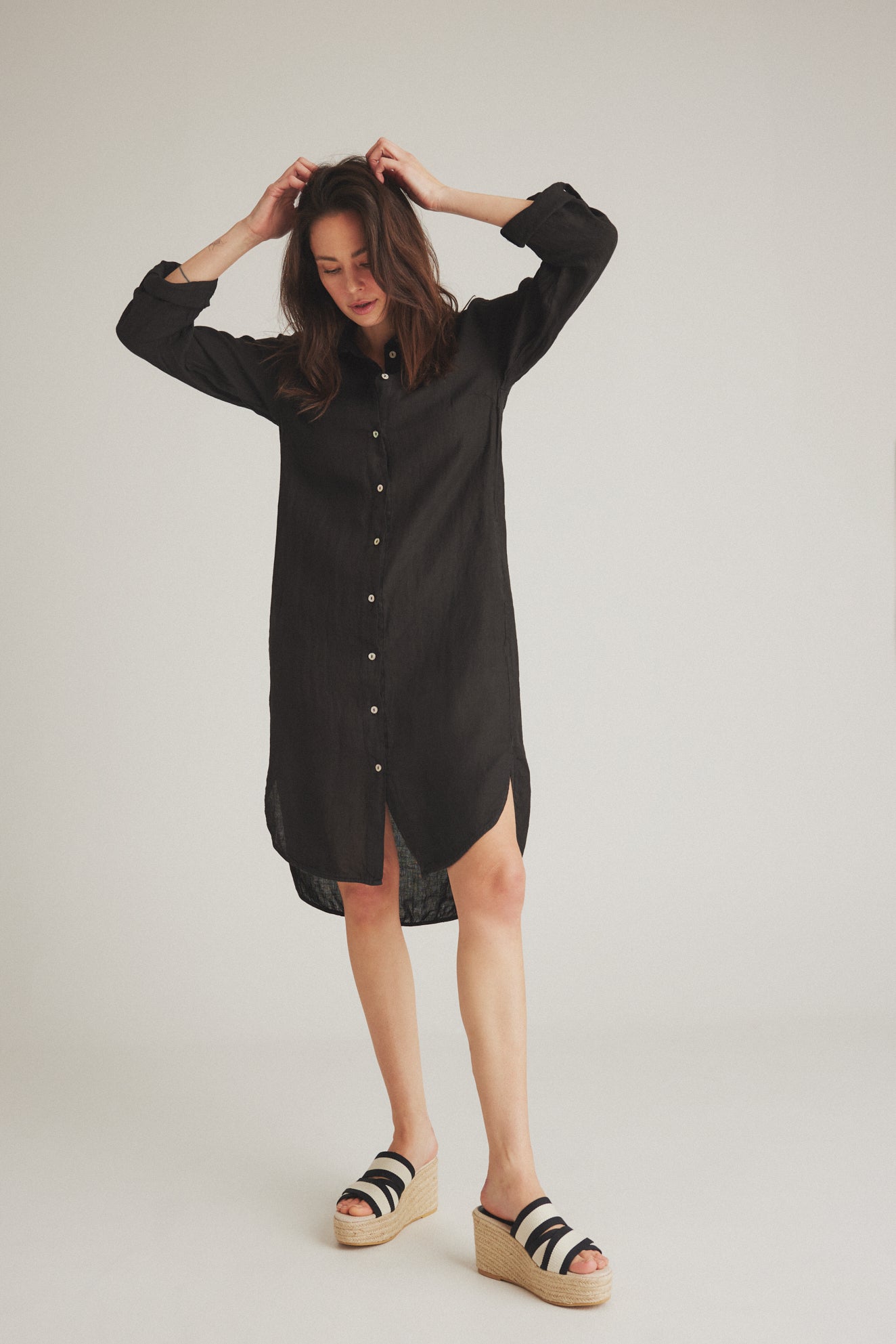 LUXZUZ // ONE TWO Osa Long Shirt Dress 999 Black