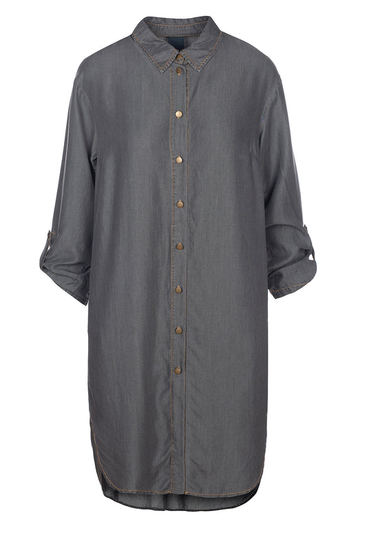 LUXZUZ // ONE TWO Osa Long Shirt Dress 834 Fade to grey