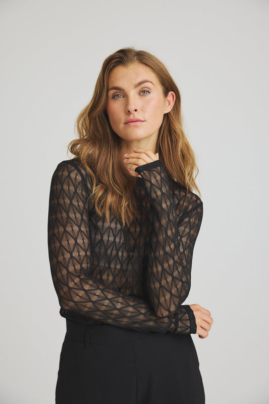 LUXZUZ // ONE TWO Segberg Lace T-shirt T-Shirt 999 Black