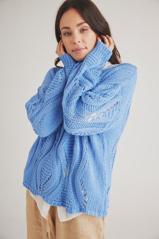 LUXZUZ // ONE TWO Snerle Knit Knit 552 Vista Blue
