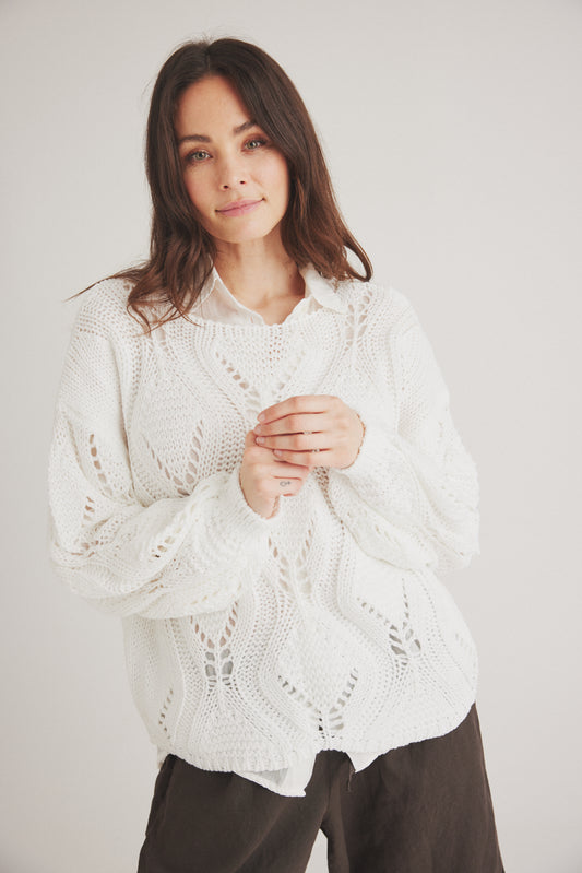 LUXZUZ // ONE TWO Snerle Knit Knit 737 Cream