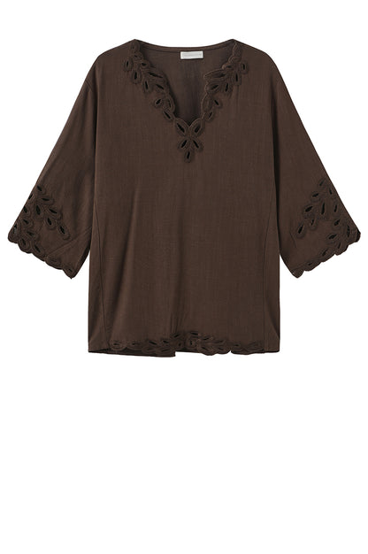 LUXZUZ // ONE TWO Vicha Blouse Blouse Dark Brown 7090