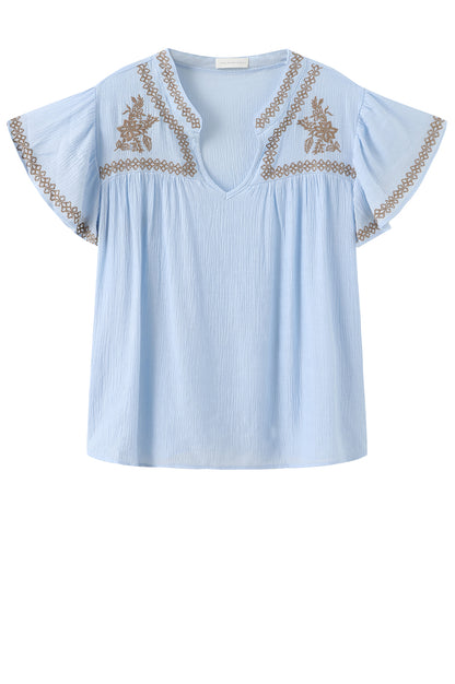 LUXZUZ // ONE TWO Vika Blouse Blouse Light Blue 5010