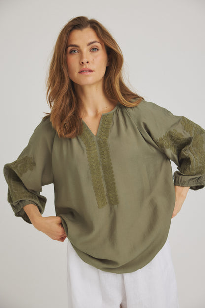 LUXZUZ // ONE TWO Viktoria Blouse Blouse Army Green 6330