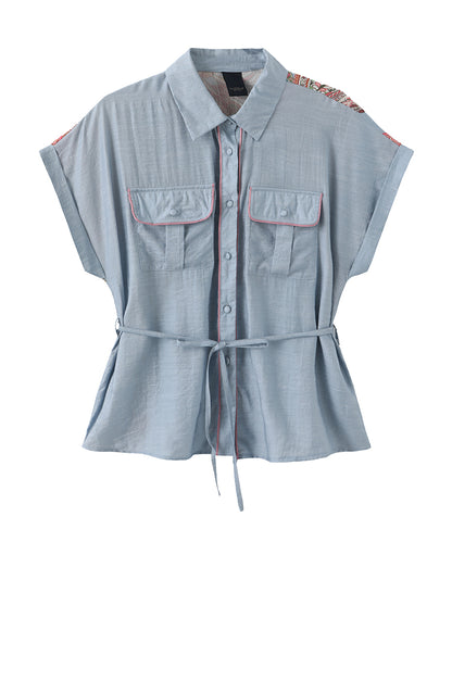LUXZUZ // ONE TWO Violet Shirt Shirt Faded Blue 5019
